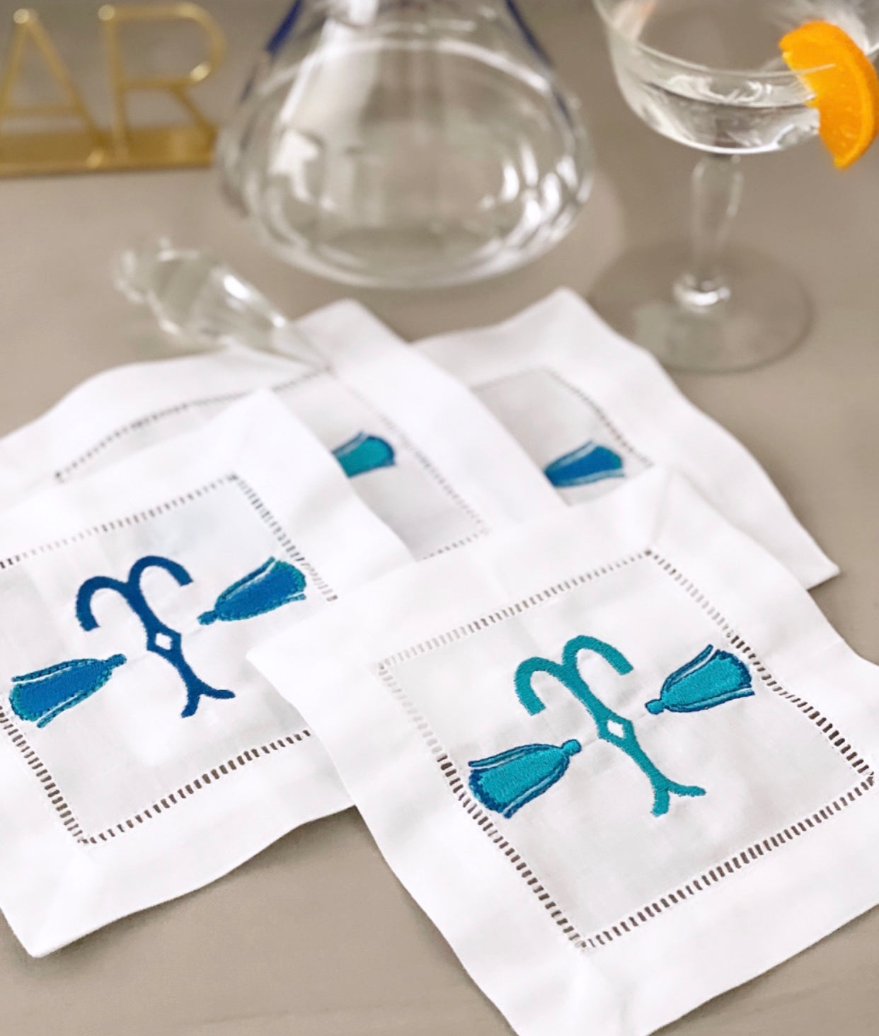 Bug embroidered cocktail napkins, set of 6 – Grace Harris Collection